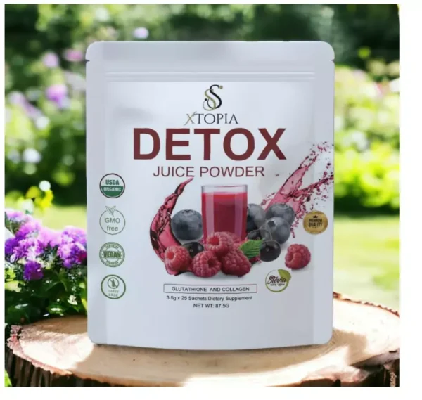 XTOPIA Berries Detox Juice Powder 25 Sticks 3.5g Each Blueberries, Acai Berry