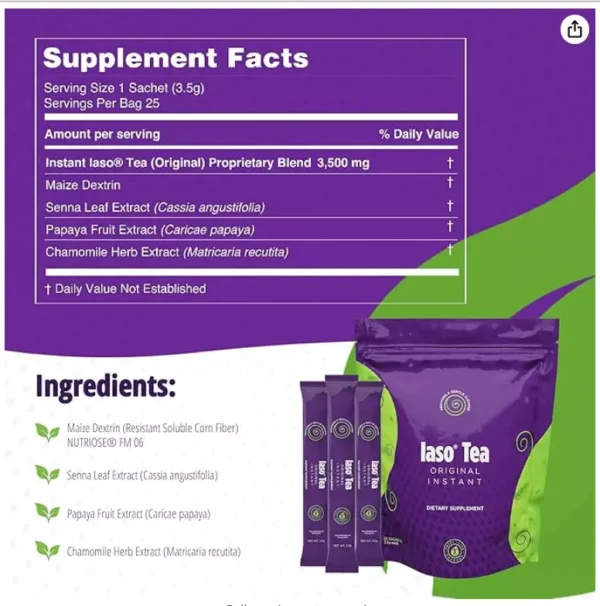 Iaso Instant Tea (Original) 25 Sachets dietary supplement Gentle & Refreshing