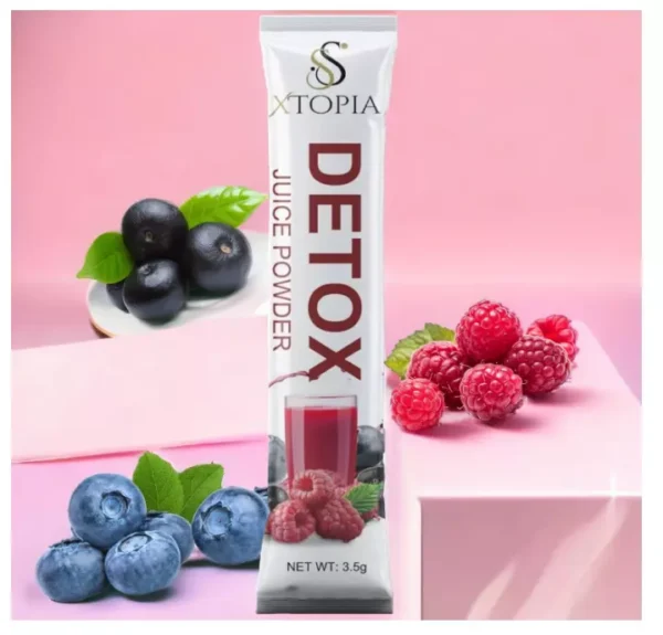 XTOPIA Berries Detox Juice Powder 25 Sticks 3.5g Each Blueberries, Acai Berry