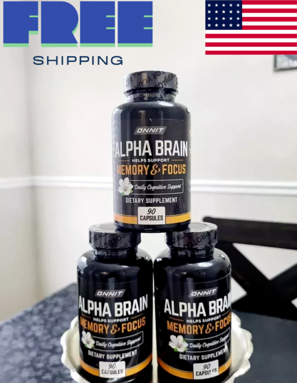 Onnit Labs Alpha Brain Memory & Focus - 90 Capsules - EXP 07/2025 - Pack of 3.