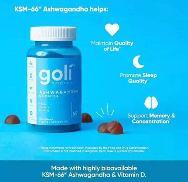 Goli Nutrition Ashwagandha Gummies Mixed Berry 60 Count Gummies