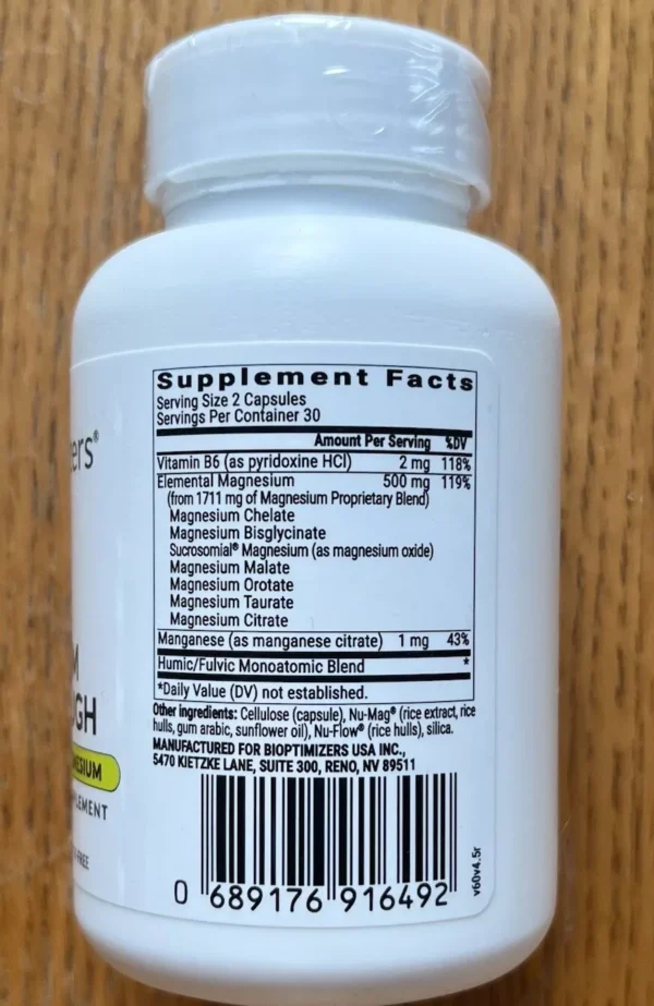 Bioptimizers Magnesium Breakthrough all 7 essential forms - 60 capsules 250mg ea